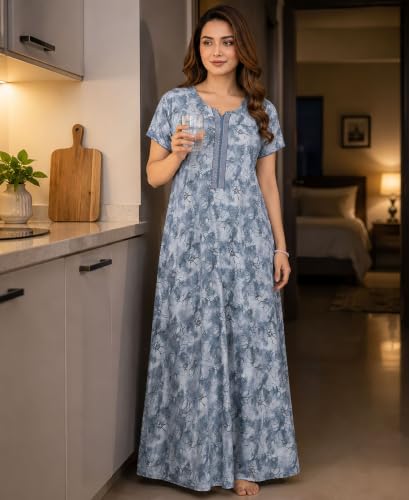 Image of Nighty| Nighty for Women Stylish| Alpine Nighty for Women| Night Gown for Women Stylish| Sleek A-Line Silhouette| Breathable Alpine Fabric|