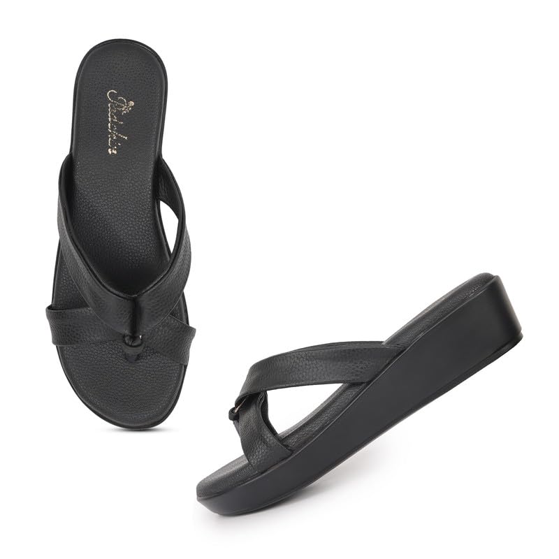 Padchin Women T Strap Wedge Heel