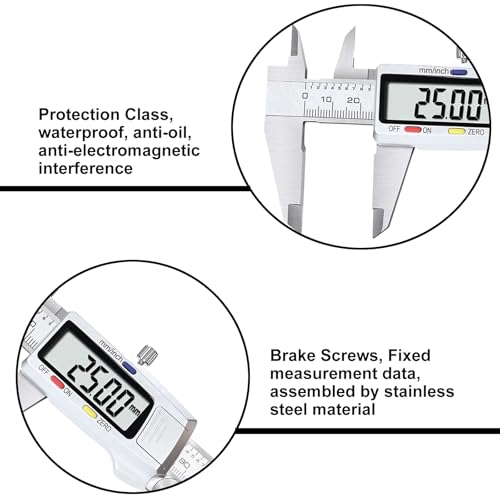 Greywolf Digital Caliper, Stainless Steel Measuring Tool, Electronic Vernier Caliper Micrometer, Inch and Millimeter Conversion, 6 Inch/150mm Large LCD Screen, for Jewelers/Craftsmen/DIY
