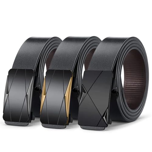 Men's Solid Color Adjustable Automatic Buckle Belt Casual Business Formal Belt3