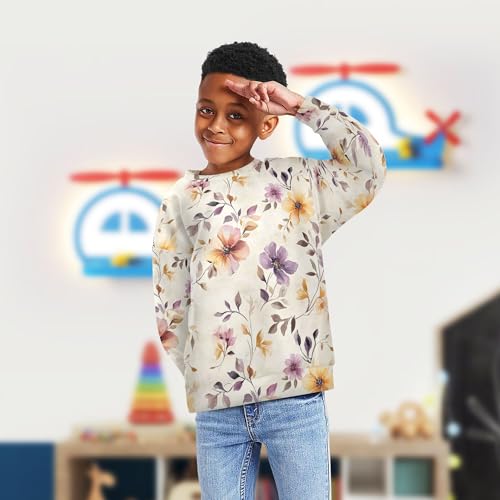 JUNZAN Beauty Spring Flowers Iowa Wild Rose Little Boys Sweatshirt Hoodie Fleece Hoodies for Girls Sports 4T4