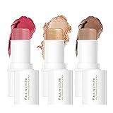 Yeweian Makeup Sticks Set, Matte Cream Blush Stick for Cheeks, Eyes and Lips, Contour Stick & Highlighter Makeup Sticks for All Skin (Blush, Highlighter & Contour)