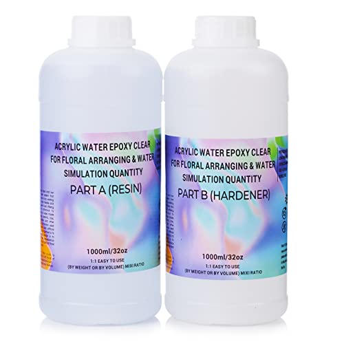 Enova Floral Craft Water And Simulated Fake Water Flower Cast Crystal Epoxy Resin A/B Creates Clear Acrylic Water Simulation For Flower Arrangements (64Oz) #TOP19