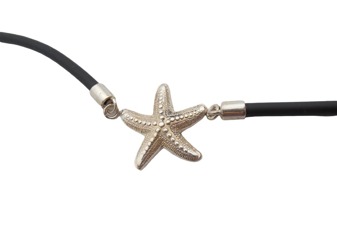 Bracelet étoile de mer argent 925 caoutchouc bijou marin échinoderme collection mer