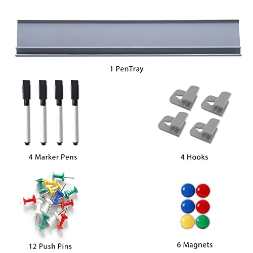 Swansea Magnetic Whiteboard Combination Frabic Pin Noticeboard Office Home School With Dry Erase Pen + 6 Pins,Gray,90X60Cm #TOP7