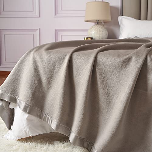 Cuddle Dreams Silk Bed Blanket For All Seasons, Accented With Silk-Charmeuse Border, Naturally Soft, Breathable (Silver Gray, Twin 66" × 90") #TOP2