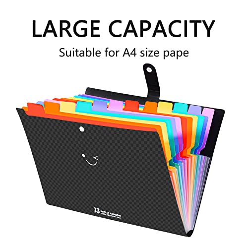 Cloudia Expanding File Folders,13 Pockets Accordian File Organizer,Letter Size/A4 Document Organizer With Colored Tabs And Expandable Cover, Suit For School, Home, Office And Travel (Clear) #TOP2
