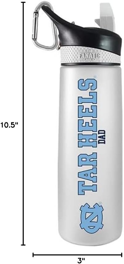 The Fanatic Group Personalized University of North Carolina Dad 24 oz Frosted Sport Bottle - White
