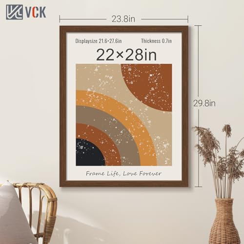 Image of VCK 22x28 Poster Frame Solid Wood brown 3 Pack Picture Frames 22 x 28 Inches with Wall Mounting Hanging