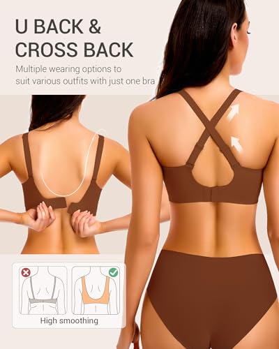 Image of Gailife Deep V Jelly Bras for Women No Underwire Wireless Seamless Push Up Bra Comfort Support Plunge Bralette Full Coverage