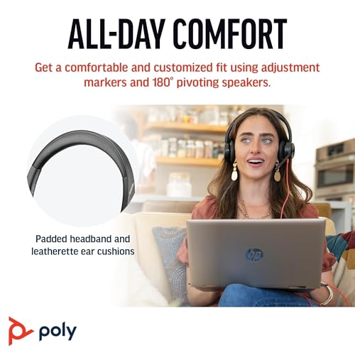 Image of Poly Blackwire 8225 Premium Wired Headset (Plantronics) - Active Noise Canceling - Hi-fi Stereo - Connect to PC /Mac - Certified for Microsoft Teams - Amazon Exclusive