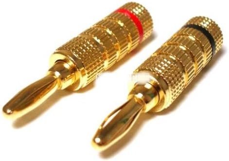 16 Pair of Gold Plated Banana Plugs (2) Black/Red (Screw/Solder Type) for 8 Speaker System by Monster-Cable-N-More