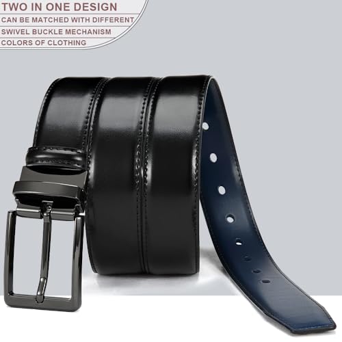 Image of DOOPAI Reversible Leather Belt for Men 1.25 inch - Dual Sided Dress and Casual Belt, Trim to Fit, 2 Styles in One Belt