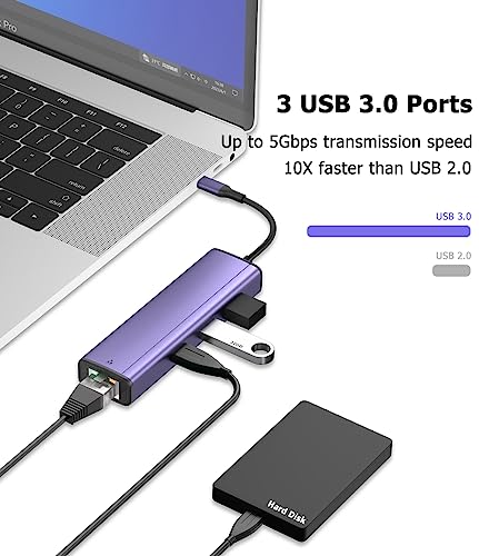 Adaptateur USB C Ethernet RJ45 multiport compatible Chromebook Surface MacBook - 3