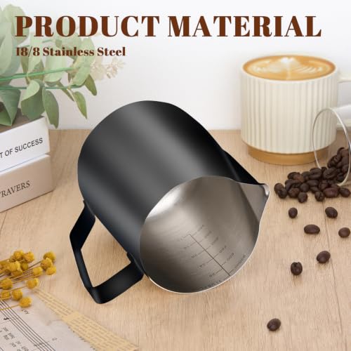 Image of Amrules Milk Frothing Pitcher 31oz Frother Cup Barista Tools, Black