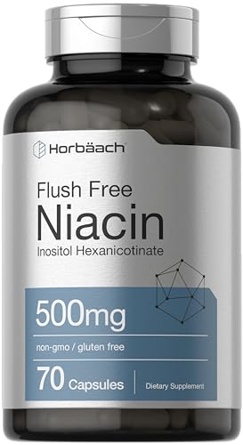 Horbaach Niacin 500mg Flush Free | 70 Capsules | Inositol Hexanicotinate
