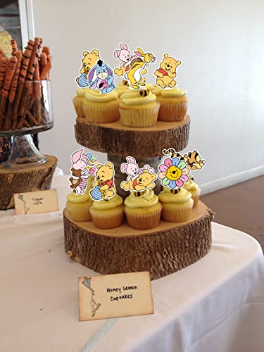 Winnie Cupcake Toppers 48 Pcs Cute Pooh Cake Topper The Pooh Baby Shower Decorations Perfect For Kids First Birthday Party Cake Decorations #TOP4