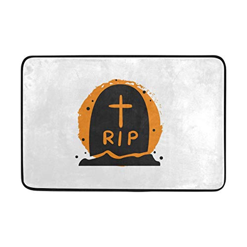 FANTAZIO zerbini Halloween tomba Rip tappeto dritto Carpet Gripper poliestere per angoli e bordi antiscivolo ideale tappeto tappo per cucina/bagno 23.6 x 15.7in