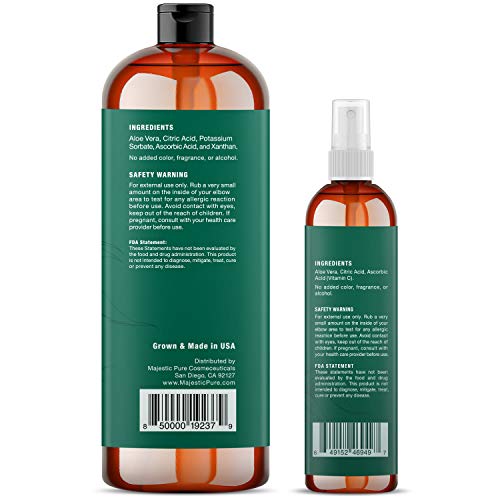 Majestic Pure 850000192379 Aloe Vera Gel And Mist Super Combo - 16 Oz Gel And 4 Oz Hydra Spray - 100 Percent Pure And Natural Cold Pressed Aloe Vera For Hair Growth, Face thumb #6