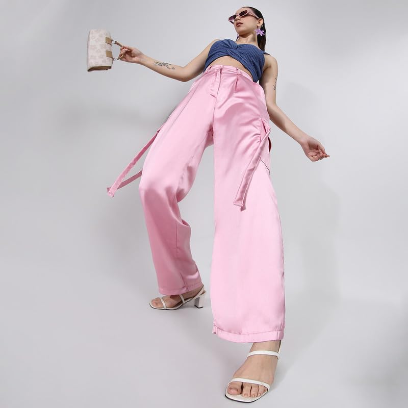 Image of PINACOLADA Women's High Rise Cargo Pants for Casual Wear | High-Rise | Cargo Pants Crafted with Comfort Fit for Everyday Wear