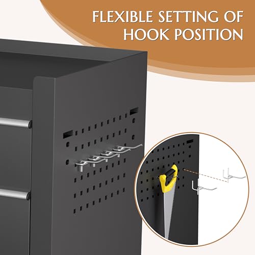 Yardenaler 5-Drawer Rolling Tool Chest, Heavy Duty Rolling Tool Box, Metal Tool Storage Cabinet with Drawer Liners, Lockable Tool Cart with Drawers for Workshop, Garage, and Repair Shop, Black
