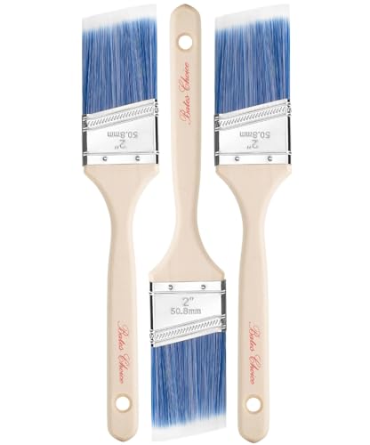 Bates- Paint Brushes 2-Inch 3 Pack Angle Brushes Treated Wood Handle Paint Brushes for Walls Stain Brush Wall Paint Brushes Furniture Paint Brushes for Painting Walls Painting Brush