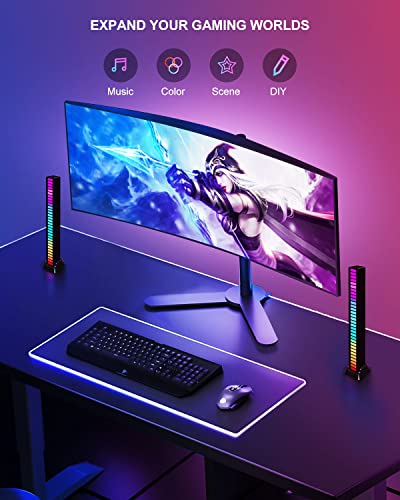 Led Light Bar,2Pcs Rgb Music Rhythm Light, Voice-Activated Gaming Light With Rechargeable Battery, Sync With Music, Atmosphere Pickup Rhythm Light Rgb Gaming Light Bar Decor For Car Player Bedroom #TOP2