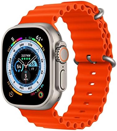 Lobnhot Silicone Ocean Strap Compatible with Apple Watch Ultra 49mm 45mm 44mm,Soft Sport Band for iwatch Series Ultra 8 7 6 5 4 SE,49/45/44mm Orange