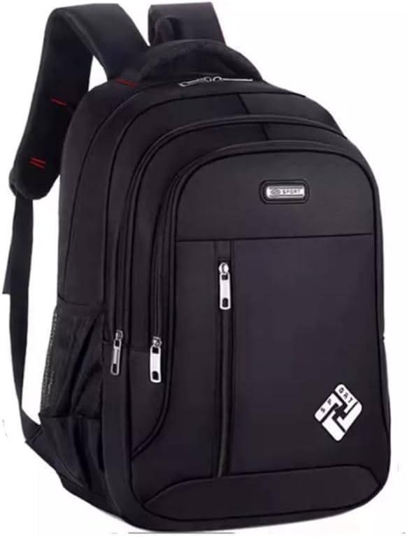 Mochila Notebook 15.6” Masculina Feminina Escolar Trabalho Viagem Reforçada Preta Com Detalhes Brancos LukeSports