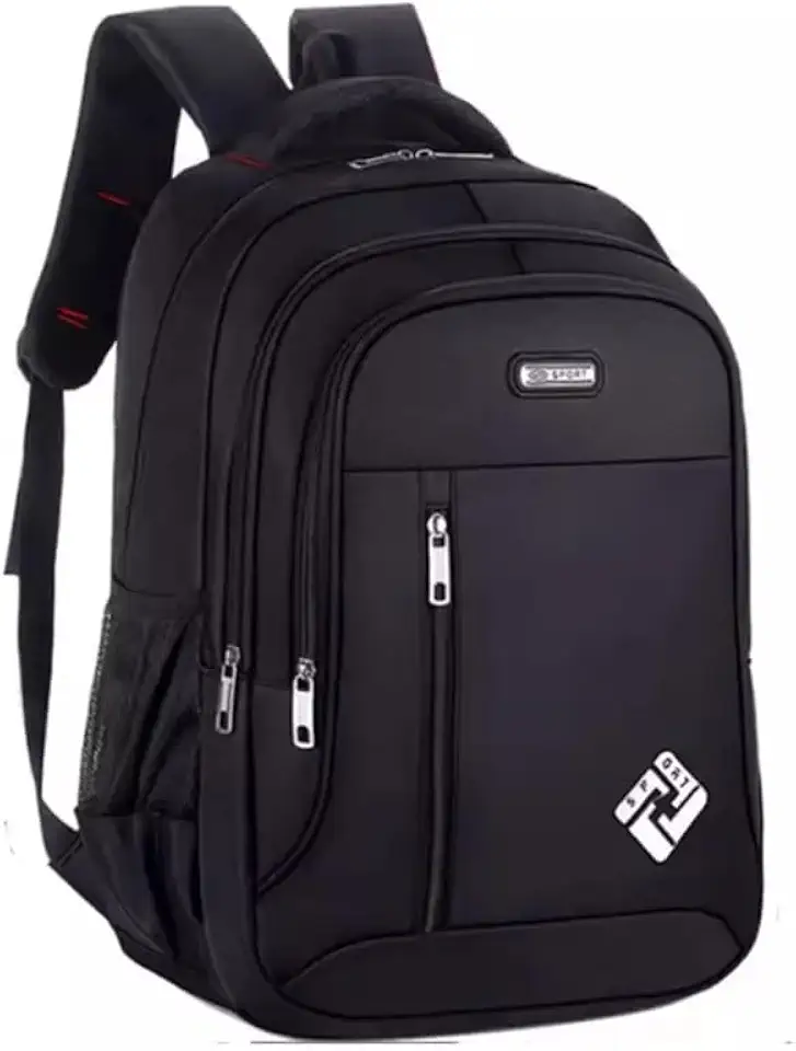 Mochila Notebook 15.6” Masculina Feminina Escolar Trabalho Viagem Reforçada Preta Com Detalhes Brancos LukeSports