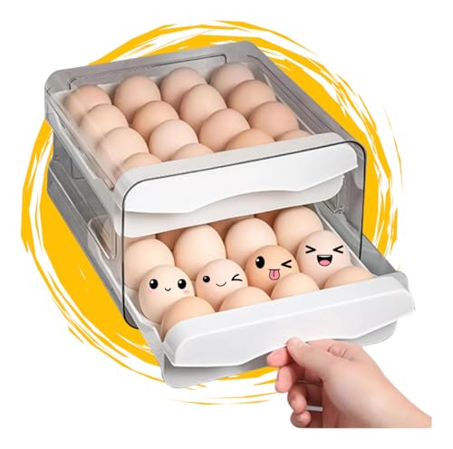 Organizador de Ovos para Geladeira, 2 Camadas, Capacidade 32 Ovos, Plástico Transparente