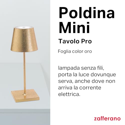 Zafferano Poldina Mini Lampada Da Tavolo Ricaricabile Interno Oro - 2