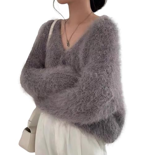 Fuzzy Mohair Cropped Cardigan Women Coquette Soft Warm Cardigan Trendy Fall Open Front Cardigan Sweaters