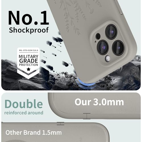 OAOA Engraved for iPhone 14 Pro Case, Light Gray Flower - image 6