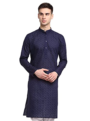 Tipo di regolazione: regolare Jompers Kurta Self Design Uomo Crema & Bianco, Blu navy, S