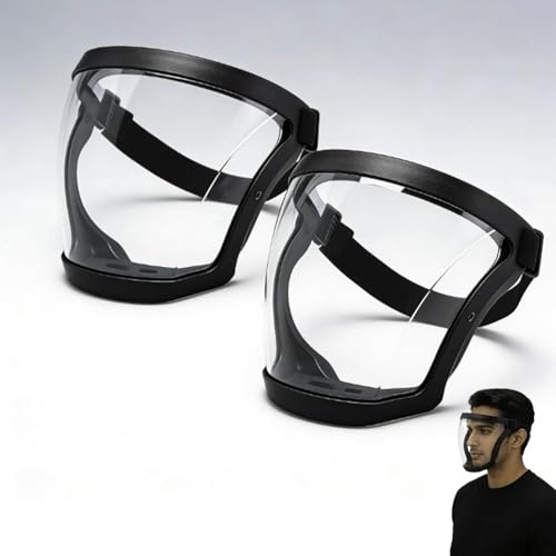 visiera protettiva da lavoro, 2 pezzi maschera protettiva viso da lavoro, visiera trasparente Antipolvere e antiappannamento con fascia regolabile, Maschera integrale per decespugliatore, ciclismo