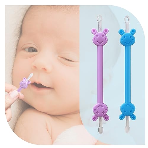 Image of Baby Nose Ear Cleaning Tool 2 Pack - Nasal Booger Ear Clearner Dual Earwax Snot Remover,Suitable for Newborns and Infants with Soft Flexible Silicone Dual ended Design