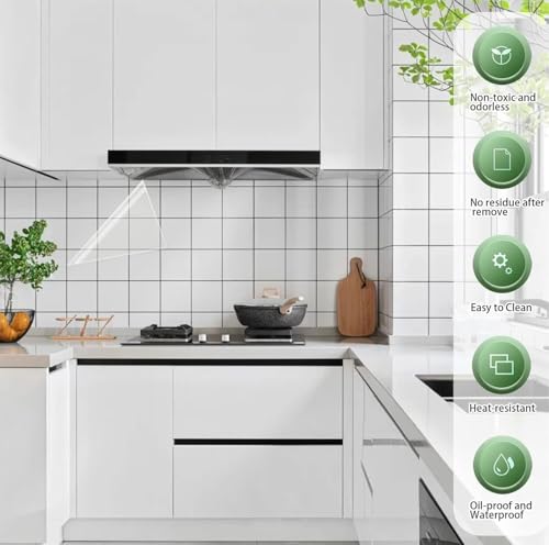 Image of WISDOM Self-Adhesive Film Cover Removable Protective Film Transparent Waterproof Liners Drawers Kitchen Cabinets Film (24X220 Inches, Clear Film)