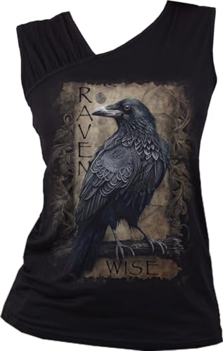 Spiral - Raven Wise - Gathered Shoulder Slant Vest Black - L
