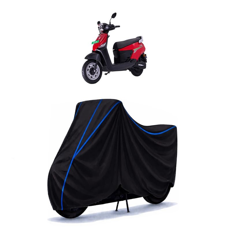 Image of Scooty Cover Water Resistant for C12i Max | Universal Scooter & Bike Cover | Heavy Duty UV Dust, Rain & Scratch Protection | Elastic Fit All Weather Indoor Outdoor | Black with Blue Piping