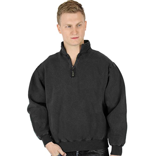 CottonMill Men's 100% Cotton Quarter Zip Heavy Weight Sweatshirt