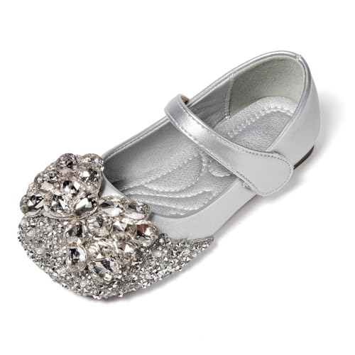Girls Rhinestone Mary Jane Dress Shoes Wedding Flower Bridesmaids Glitter Princess Shoes for Kids Toddler