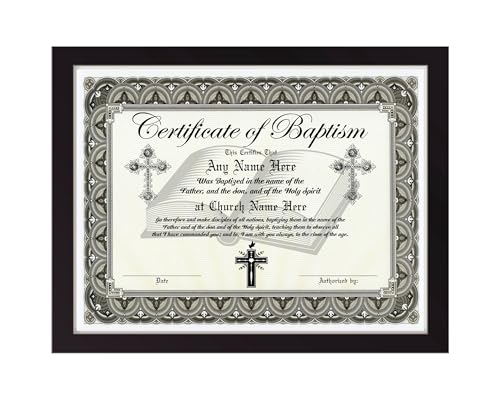 Certificate of Baptism - Custom with Any Name - Frame Included