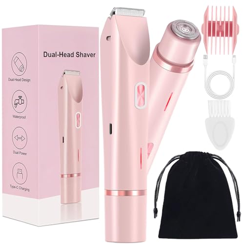 Dermave Bikini Shaver, Silky Glow 2 in 1 Body Shaver, Glow Aura Womens Shavers 2 in 1, Bikini Trimmer for Women, Silk Glide Pro Rechargeable Shaves Razors