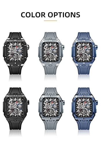 Kanuz 45Mm Luxury Ceramic Case+Strap For Apple Watch Band 45Mm 44Mm Modification Kit Metal Iwatch Series 8 7 6 5 4 Se 44Mm Ceramic Mod Set (Color : Black B, Size : 45Mm) #TOP2