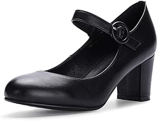 IDIFU Women's Candy Mary Jane Shoes Low Chunky Block Heels Round Toe Office