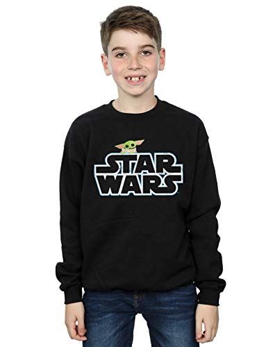 Absolute Cult Star Wars Boys The Mandalorian The Child Logo Sweatshirt Black 9-11 Years