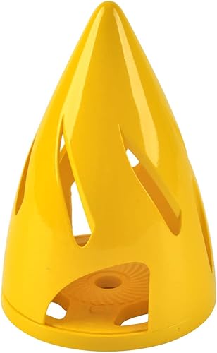 NOBRIM Cubierta de hélice de cono hueco de plástico blanco con punta giratoria de 2.5 pulgadas, 2 aperturas para modelo de avión RC (amarillo)