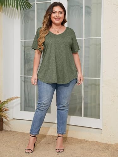 Image of BELAROI Women Plus Size Tops V-Neck Tunics Shirts