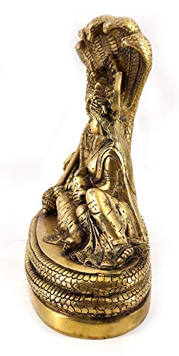 Estatua de Lord Vishnu con Lakshmi en Latón 10 in miniatura 6